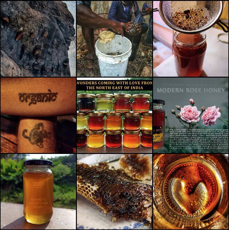 Many varieties of Organic Monkey raw honey